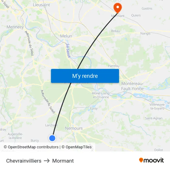 Chevrainvilliers to Mormant map