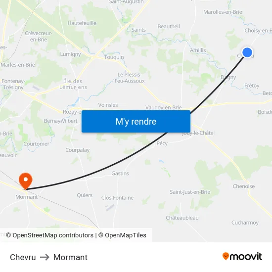 Chevru to Mormant map