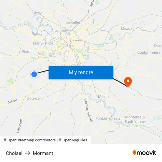 Choisel to Mormant map