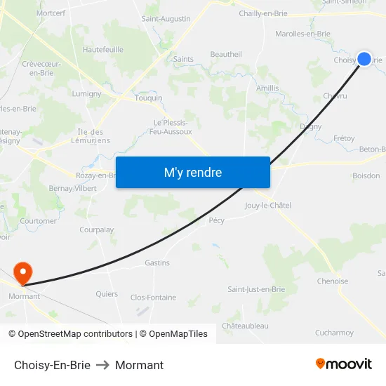 Choisy-En-Brie to Mormant map