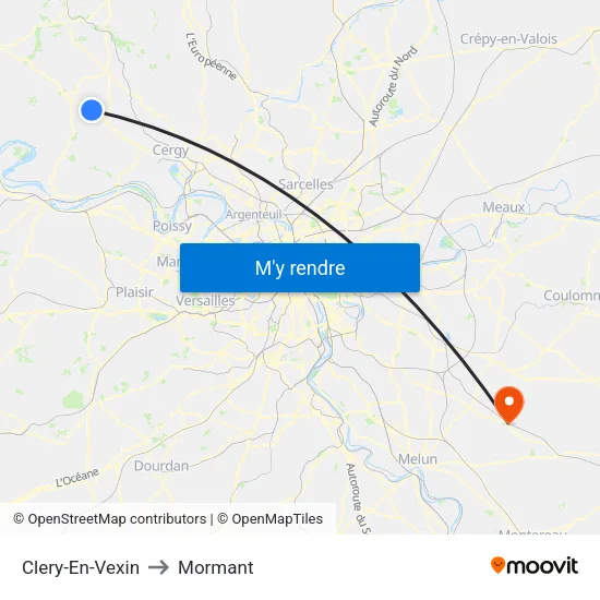Clery-En-Vexin to Mormant map