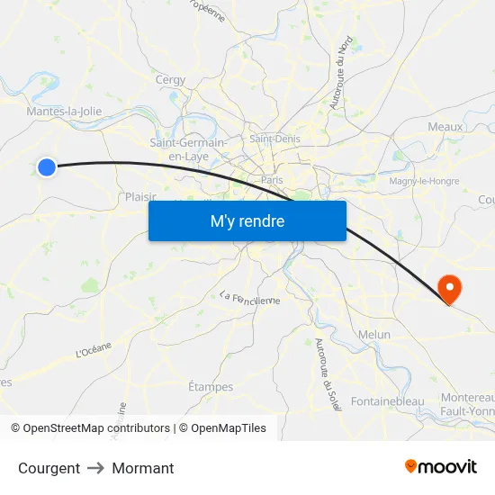Courgent to Mormant map