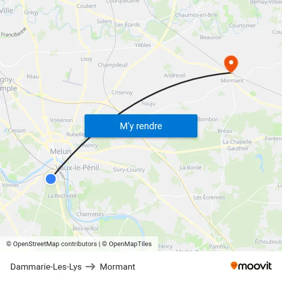 Dammarie-Les-Lys to Mormant map