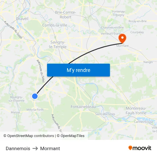 Dannemois to Mormant map