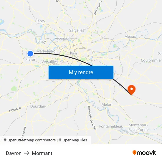 Davron to Mormant map