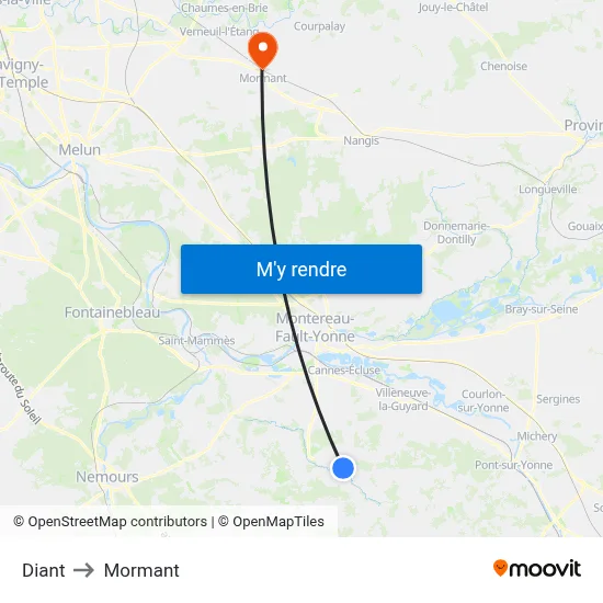 Diant to Mormant map