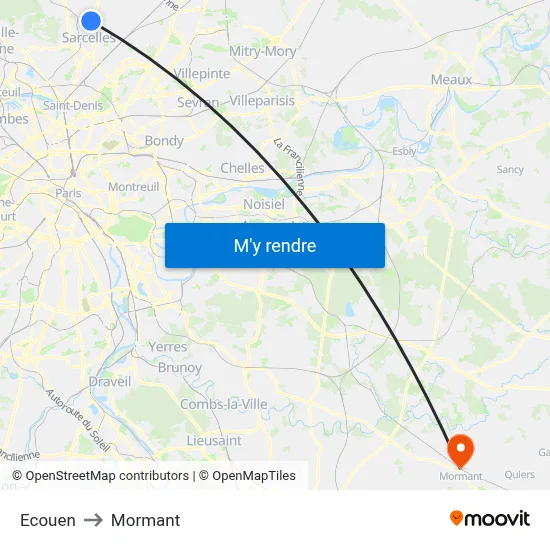 Ecouen to Mormant map