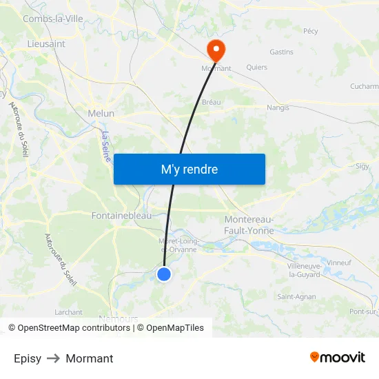 Episy to Mormant map