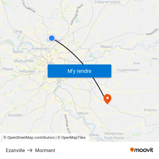 Ezanville to Mormant map