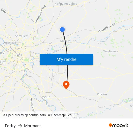 Forfry to Mormant map