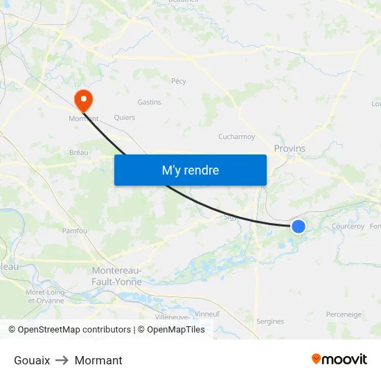 Gouaix to Mormant map