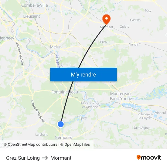 Grez-Sur-Loing to Mormant map