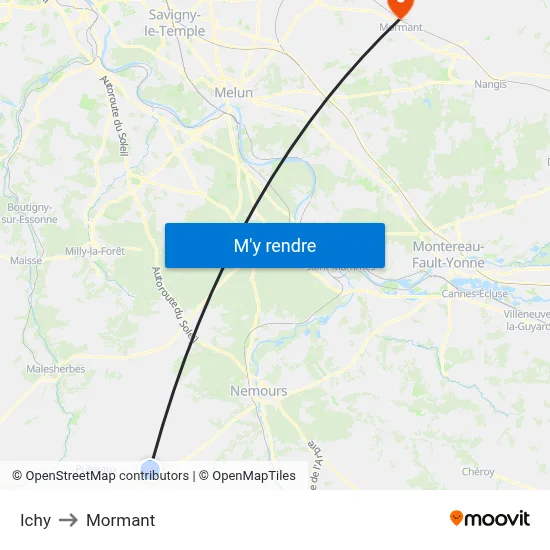 Ichy to Mormant map