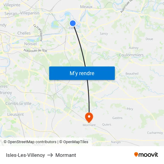 Isles-Les-Villenoy to Mormant map