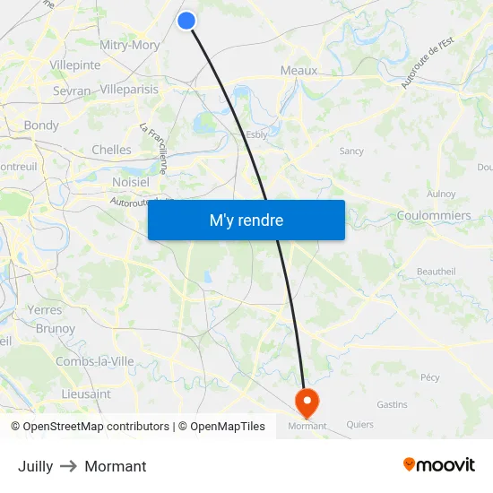 Juilly to Mormant map