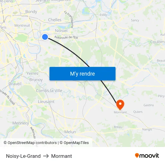 Noisy-Le-Grand to Mormant map