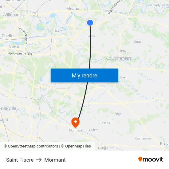 Saint-Fiacre to Mormant map