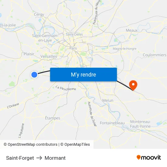 Saint-Forget to Mormant map