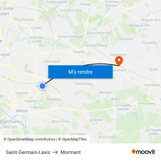 Saint-Germain-Laxis to Mormant map