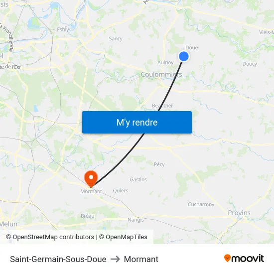 Saint-Germain-Sous-Doue to Mormant map