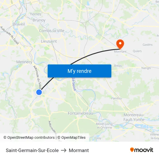 Saint-Germain-Sur-Ecole to Mormant map