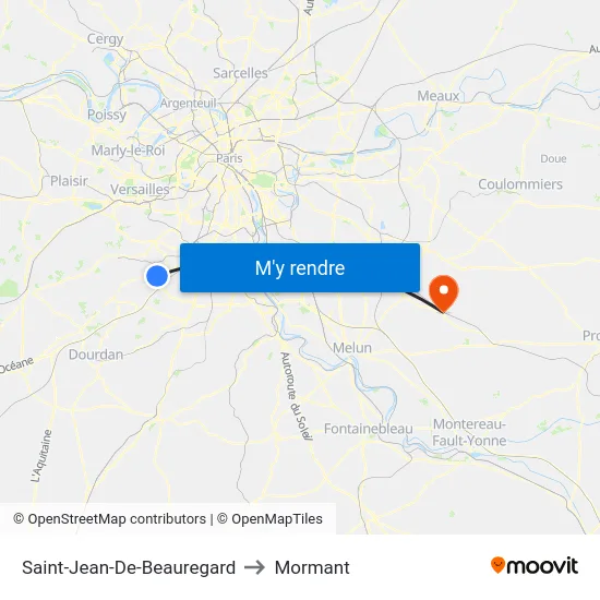 Saint-Jean-De-Beauregard to Mormant map