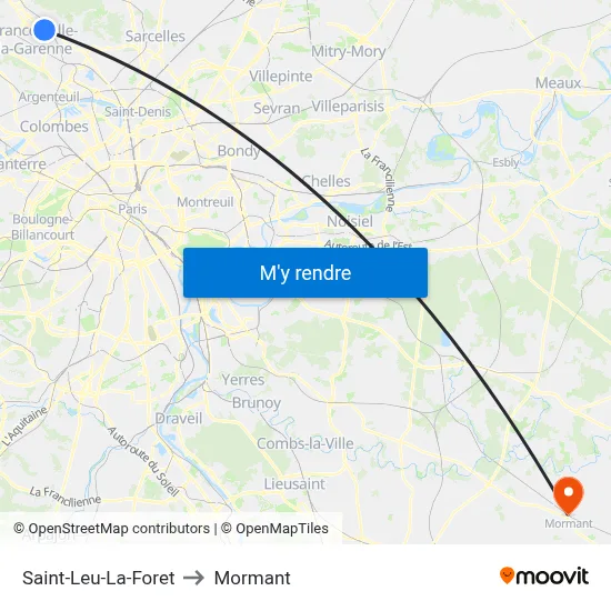 Saint-Leu-La-Foret to Mormant map