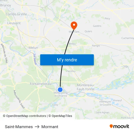 Saint-Mammes to Mormant map