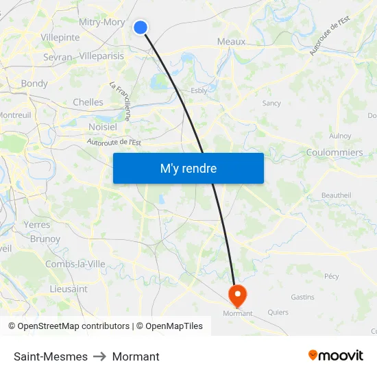Saint-Mesmes to Mormant map