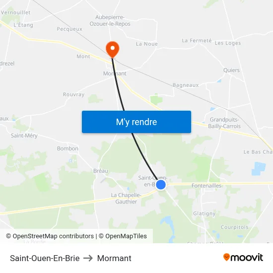 Saint-Ouen-En-Brie to Mormant map