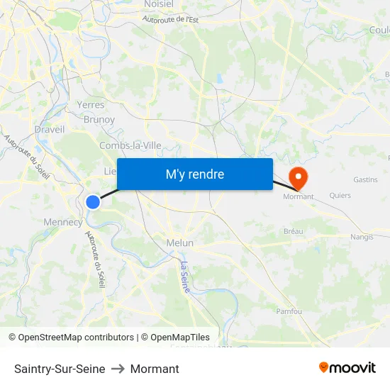 Saintry-Sur-Seine to Mormant map