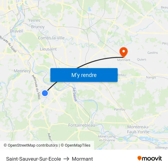 Saint-Sauveur-Sur-Ecole to Mormant map
