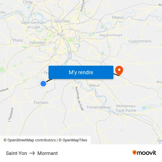 Saint-Yon to Mormant map