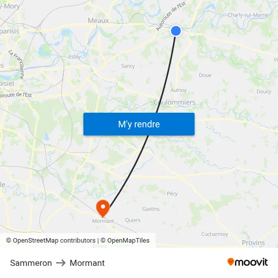 Sammeron to Mormant map