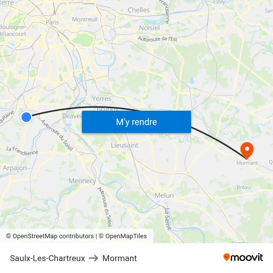 Saulx-Les-Chartreux to Mormant map