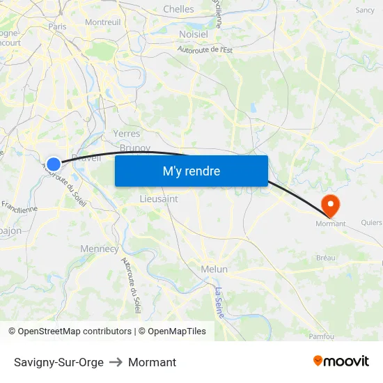 Savigny-Sur-Orge to Mormant map