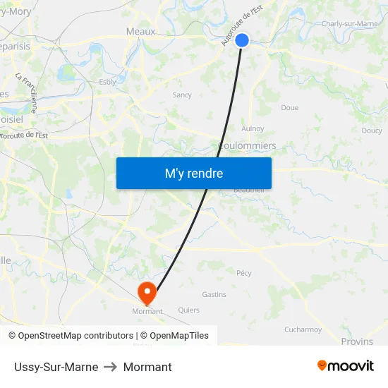 Ussy-Sur-Marne to Mormant map