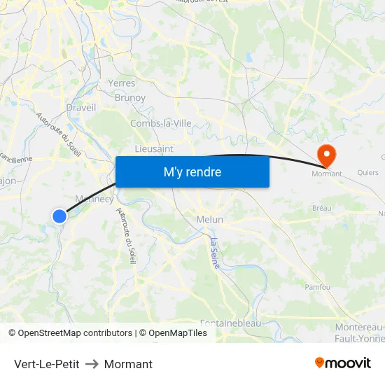 Vert-Le-Petit to Mormant map