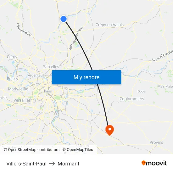 Villers-Saint-Paul to Mormant map