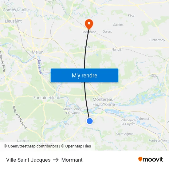 Ville-Saint-Jacques to Mormant map