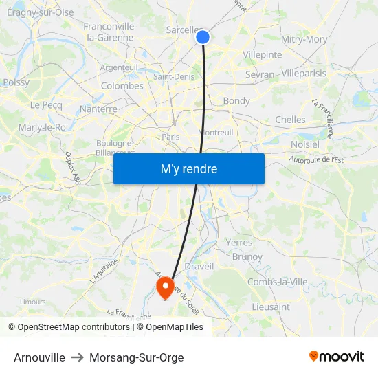 Arnouville to Morsang-Sur-Orge map