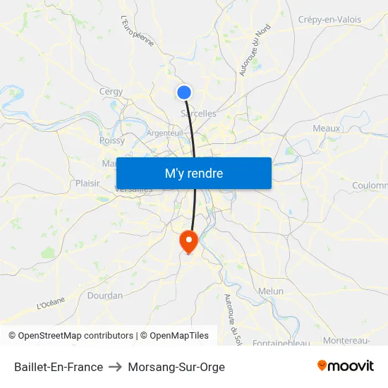 Baillet-En-France to Morsang-Sur-Orge map