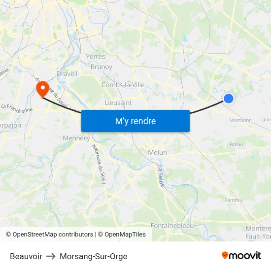 Beauvoir to Morsang-Sur-Orge map