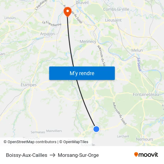 Boissy-Aux-Cailles to Morsang-Sur-Orge map