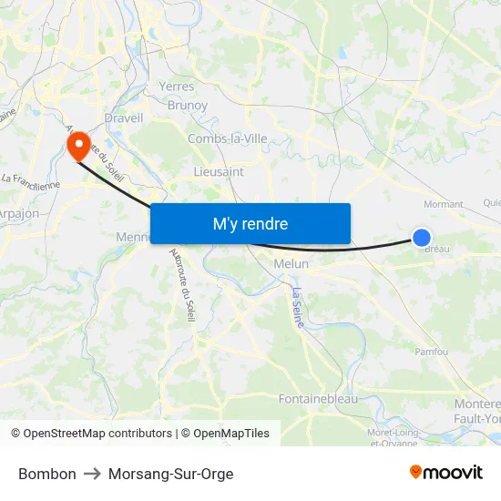 Bombon to Morsang-Sur-Orge map