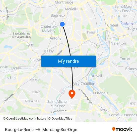 Bourg-La-Reine to Morsang-Sur-Orge map