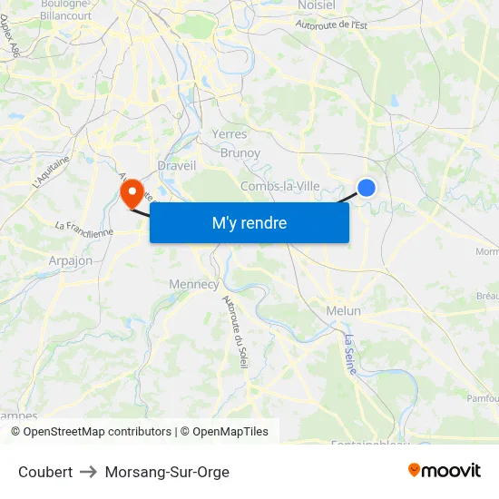 Coubert to Morsang-Sur-Orge map