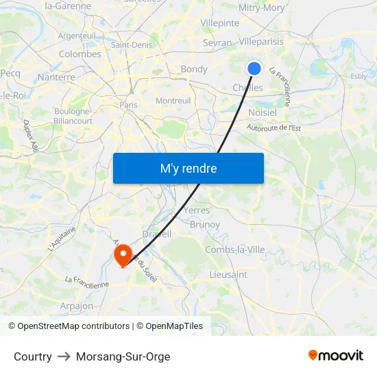 Courtry to Morsang-Sur-Orge map