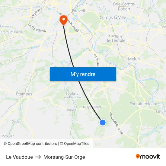 Le Vaudoue to Morsang-Sur-Orge map