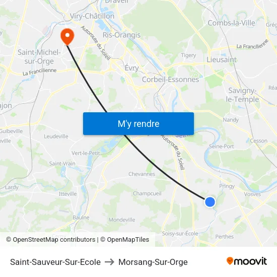 Saint-Sauveur-Sur-Ecole to Morsang-Sur-Orge map